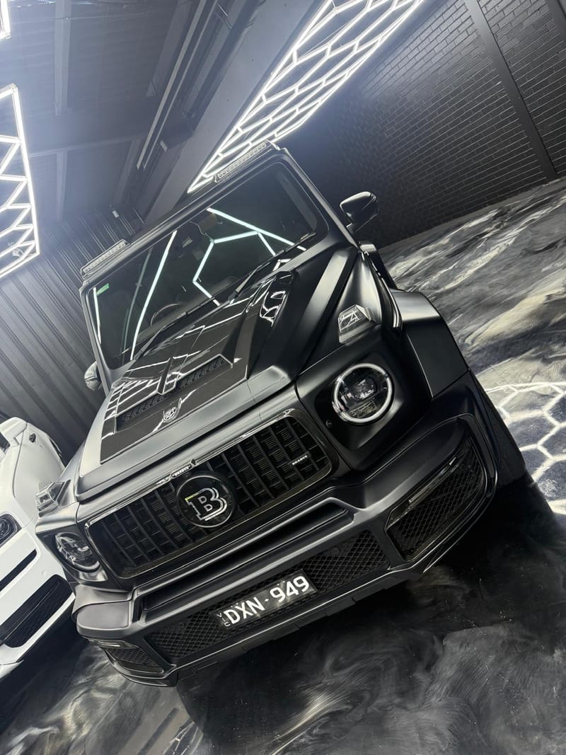 Matte Black Brabus G800 SUV (Hermes Orange Int.) hire car in Melbourne