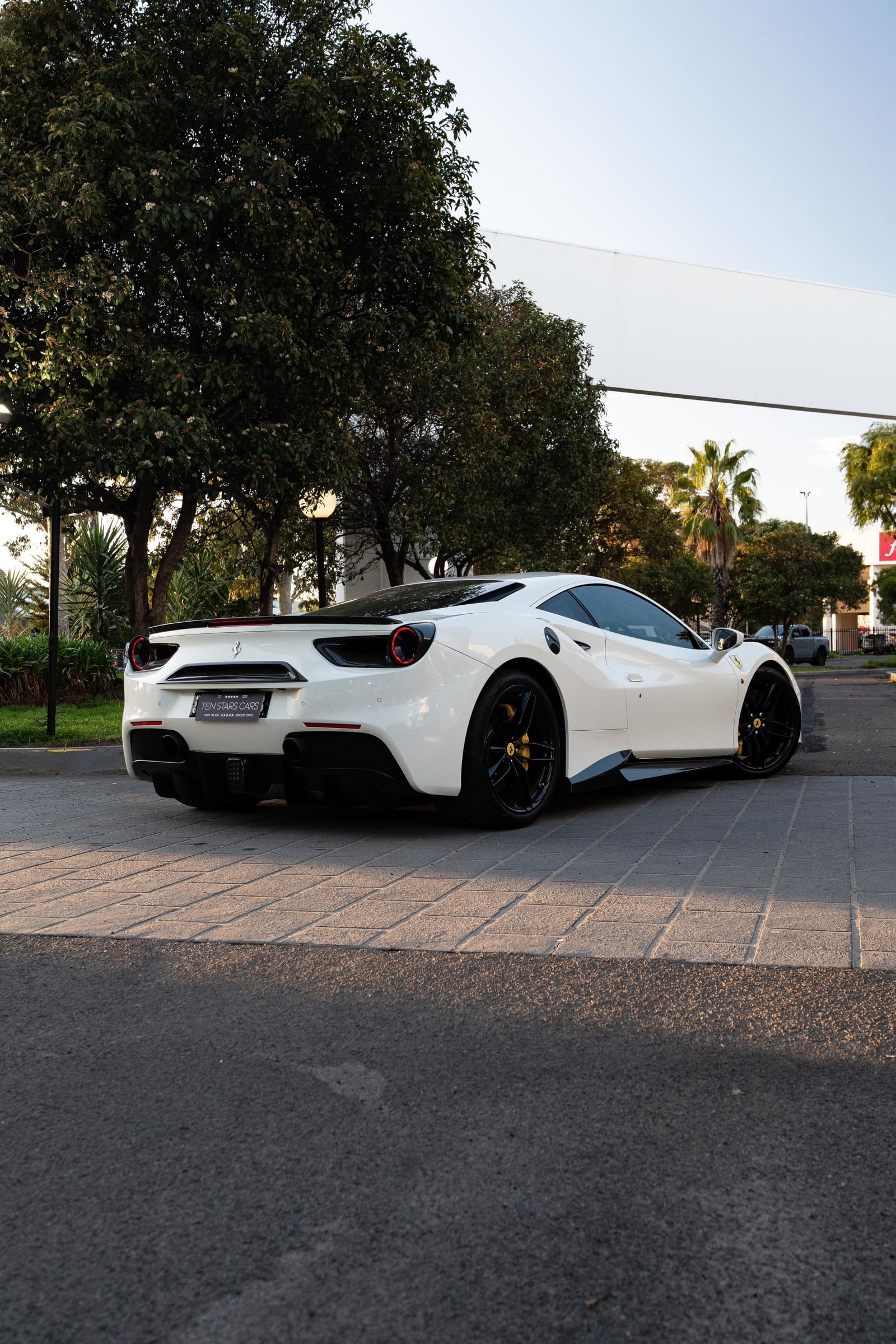 White Ferrari 488 GTB Coupe hire car in Melbourne, photo 2