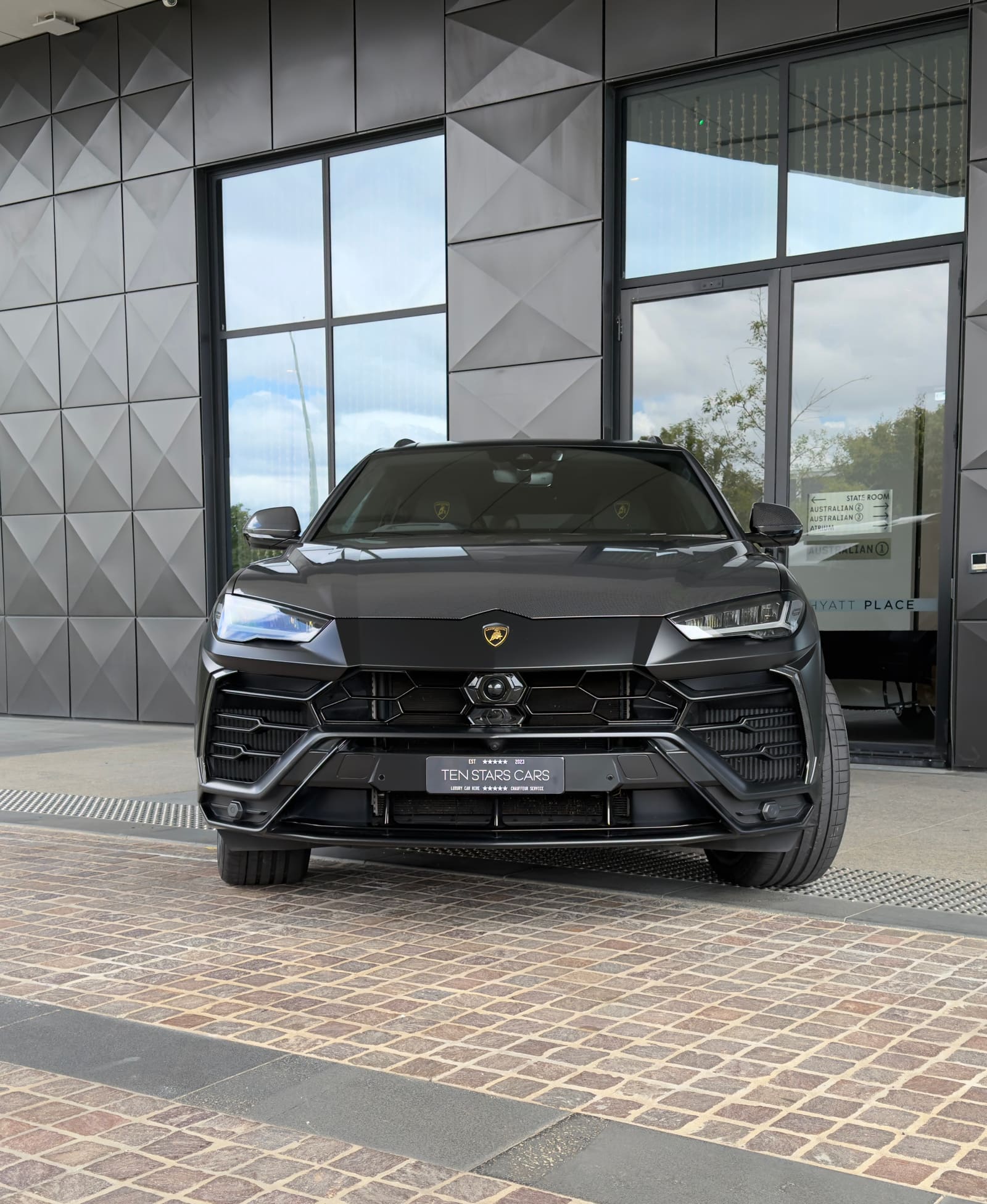 Matte Black Lamborghini Urus SUV hire car in Melbourne, photo 2