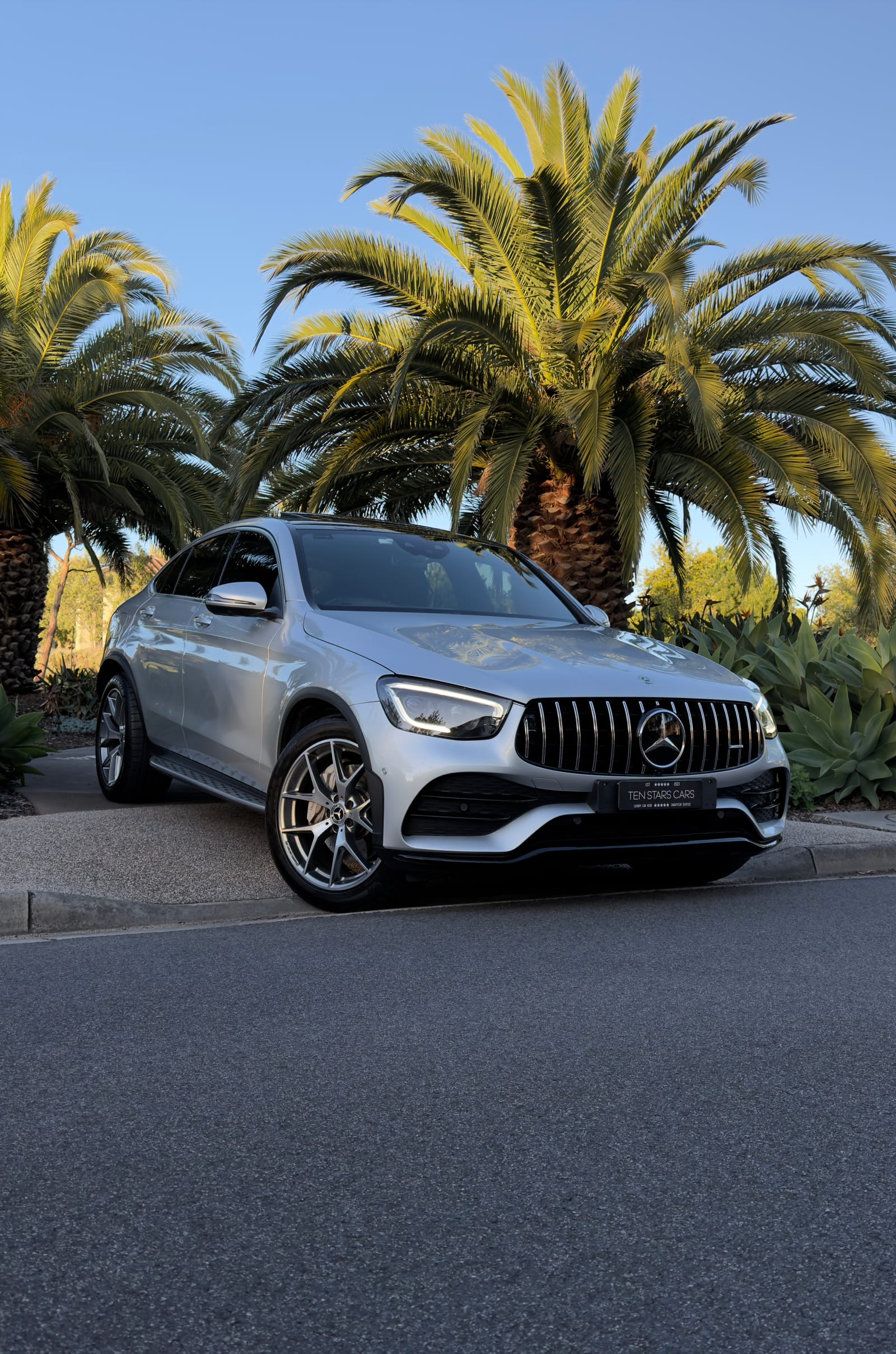 Silver Mercedes-Benz GLC300 Coupe hire car in Melbourne