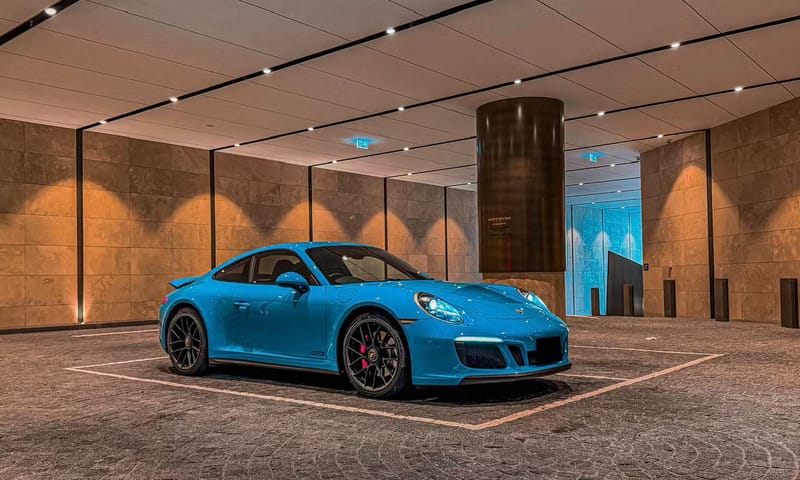 Blue Porsche 911 Carrera 4 GTS Coupe hire car in Melbourne