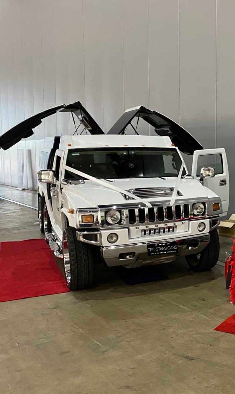 White Hummer H2 Limousine, 10 seater, Melbourne